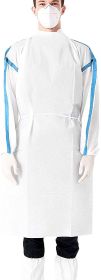 Disposable Gown Medium. White Isolation Gown. 50 gsm Microporous Surgical Gowns with Tie Back Closure and Elastic Wrists. Unisex Medical Gowns; Adult