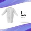 AMZ Medical Supply Disposable Lab Coats for Adults Large, White Polypropylene Lab Coats Disposable 1 Pack, Durable 35 GSM Disposable Lab Coats with Lo