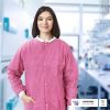 Disposable Shirts. Pack of 10 Pink Disposable Lab Jackets X-Large. 45 GSM SMS Hip Length Medical Scrubs with Knit Cuffs and Collar. 3 Pockets; Non-ste