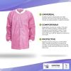 Disposable Shirts. Pack of 10 Pink Disposable Lab Jackets X-Large. 45 GSM SMS Hip Length Medical Scrubs with Knit Cuffs and Collar. 3 Pockets; Non-ste