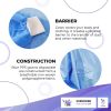 Disposable Medical Gowns. Pack of 10 Blue Isolation Gowns; Disposable Frocks Medium. 50gm/m2 Polypropylene PPE Medical Gown with Elastic Wrists; Neck