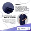 Disposable Scrubs Top and Bottom Large. 55 GSM Polypropylene Shirts and Pants. 5 Sets of Medical Scrub Top and Pants; Dark Blue Pants with Tie; Pocket