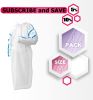 Disposable Gown Medium. White Isolation Gown. 50 gsm Microporous Surgical Gowns with Tie Back Closure and Elastic Wrists. Unisex Medical Gowns; Adult