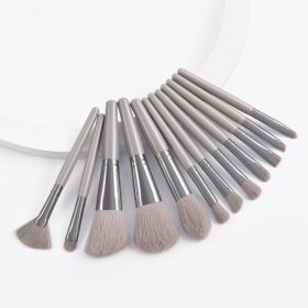 Set Of 12 Portable Makeup Brushes (Color: Grey)