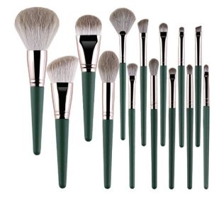 14 Green Cloud Makeup Brushes Suit Super Soft (Option: Brush Wooden Handle)