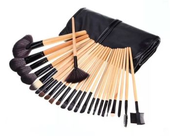 24 PCs Makeup Brush With Horse Hair Black Wood Color Makeup Full Set (Option: Log Color With Horse Hair)