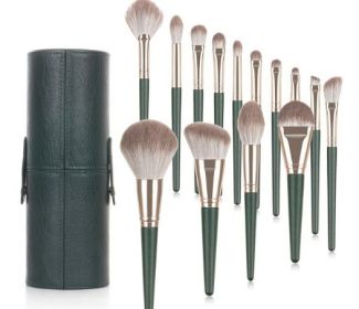 14 Green Cloud Makeup Brushes Suit Super Soft (Option: Brush Brush Bucket)