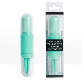 Mini Eye Skin Tone Retractable Portable Four In One Makeup Brush Beauty Tool (Option: Blue green-PVC packaging)