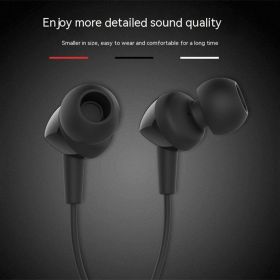 Earphone In-ear Dynamic Bass Boost Subwoofer Music Mobile Phone Earphone In-ear Wired (Color: Black)