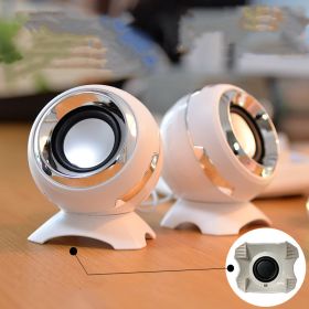 Laptop Computer Stereo Desktop Desktop Mini Multimedia Speaker Office Home (Option: White plating)