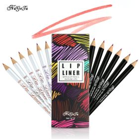 Black And White Matte Lip Liner Wooden Pole Waterproof (Option: 12 Colors)