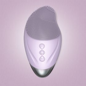 Heated electric silicone cleansing instrument (Color: Purple)