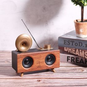 Home Wireless Horn Flower Bluetooth Speaker (Option: Dark wood)