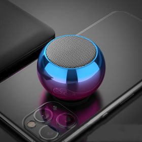 M3 Colorful Wireless Speakers 3D Mini Electroplating Round Steel Cannon Blue tooth Speaker Radio Support U Disk Subwoofer (Color: Blue)