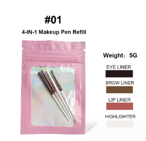 Four-in-one Cosmetic Brush Four-color Lip Liner Highlight Eyeliner Eyebrow Pencil (Option: 4G-Powder Refill 01)