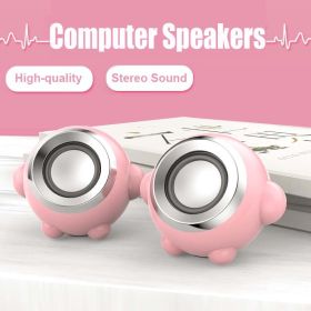 Home Wired Cute Multimedia Usb Subwoofer Mini Speakers (Option: Upgrade powder-USB)