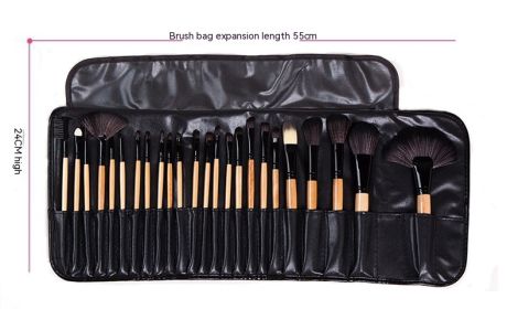 24 PCs Makeup Brush With Horse Hair Black Wood Color Makeup Full Set (Option: Raw Wood Color Nylon Hair)