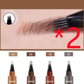 Four-forked Liquid Eyebrow Pencil Three-dimensional Long-lasting (Option: 2dark brown 2pcs)