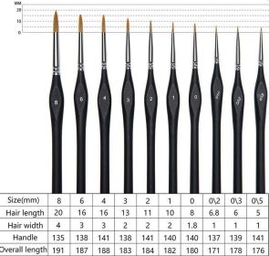 Watercolor Acrylic Digital Oil Painting Triangle Black Pole Hook Pen Set (Option: Black-10 Pieces Suit)