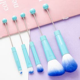 5PCS DIY Metal Handle Beaded Makeup Brush Suit (Option: Blue Handle)