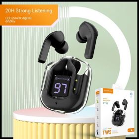 Bluetooth Earphones, Wireless Digital Display, Two Ears (Option: Black-Large gift box and silicone co)