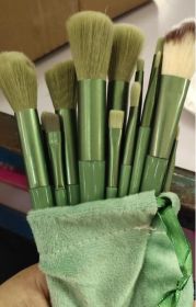 13Pcs Makeup Brush Set Make Up Concealer Brush Blush Powder Brush Eye Shadow Highlighter Foundation Brush Cosmetic Beauty Tools (Option: 13 Green Cloth Bags)