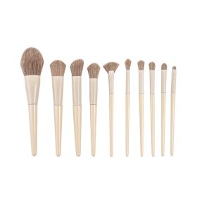 10 PCs Eye Shadow Foundation Blush Nose Shadow Face Powder Concealer Brush Makeup Tools (Option: Brush Set Only)