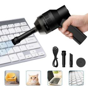 Electric Mini Cordless Air Duster Blower High Pressure For Computer Car Cleaning (Color: Black)