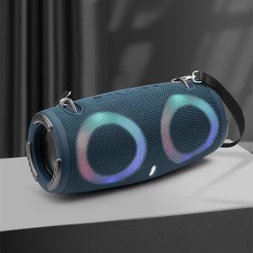 War Drum Three-generation Bluetooth Speaker With RGB Colored Lights Outdoor Portable Waterproof (Color: Blue)