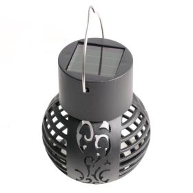 Solar Chandelier Balcony Terrace Layout Simulation Flame Hanging Lamp Outdoor Waterproof Garden Garden Landscape Decorative Lamp (Option: Black Hanging Ball Lamp-Solar Lamp)