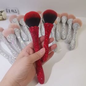 Diamond-encrusted Mini Small Waist Makeup Brush Single Beauty Tool (Option: Red-The trumpet)