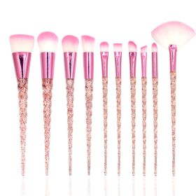 Makeup Brush Transparent Glitter Spiral Pattern (Color: Pink)