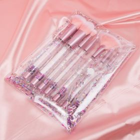 New 7-piece Transparent Crystal Handle Cosmetic Brush Set (Color: Pink)