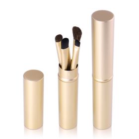 Soft Portable Brush Set With 5 Eyeshadow Brushes (Color: Gold)