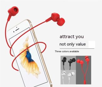 Earphone In-ear Dynamic Bass Boost Subwoofer Music Mobile Phone Earphone In-ear Wired (Color: Red)