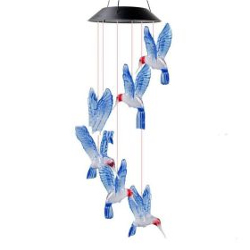 Outdoor Patio Solar Hummingbird Models Garden Decorative Lights (Color: Blue)