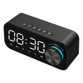 Bluetooth Alarm Clock Speaker Digital Display Alarm Clock LED Wireless Subwoofer Music Player Table Clock Home Decor (Color: Black)