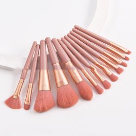 Set Of 12 Portable Makeup Brushes (Color: Pink)