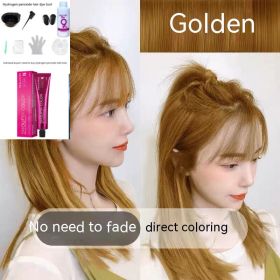 Ammonia-free Hair Color Paste Monochrome Paste Cover White Hair Multi-segment Color One-step Black Tea Gray Blue Black Hair Dye (Option: 033Golden Yellow-With tools)