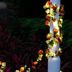 Rattan Lighting Chain Outdoor Courtyard Ornamental Festoon Lamp (Option: Orange Pink Rose Vine Lamp-European Standard)