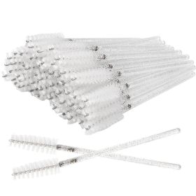 Disposable Crystal Mascara Brush Nylon Head Solid Mascara Brush Grafting Eyelash Curler Brow Groomer Makeup Brush (Option: White Penholder White 50PCs)