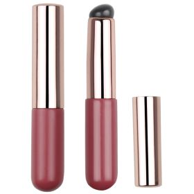 Soft And Portable Round Head Silicone Lip Brush (Option: Cameo Brown With Lid)