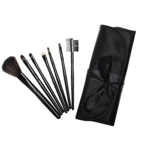 Multifunctional Portable 7 Ribbon Makeup Brushes Suit (Color: Black)