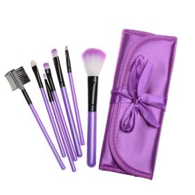 Multifunctional Portable 7 Ribbon Makeup Brushes Suit (Color: Purple)