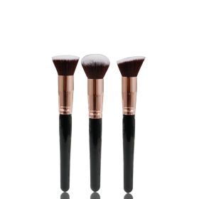 Flat Head Bevel Three Piece Portable Makeup Brush (Option: 3 Sets)