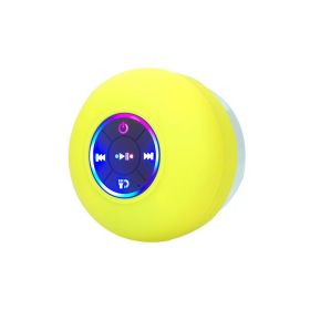 Big Suction Cup Waterproof Bluetooth Speaker LED Light Emitting (Option: Yellow-USB)