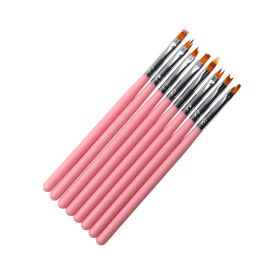 Nail Enhancement Tool Pen Flower 8 Zigzag Brush Color Painting (Option: Pink pole)