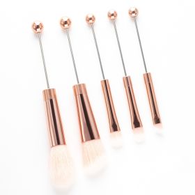 Beaded Makeup Brush With Metal Handle Suit Makeup Tools (Option: Rose Gold Handle)