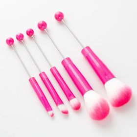 Beaded Makeup Brush With Metal Handle Suit Makeup Tools (Option: Rose Red Handle)