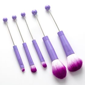 Beaded Makeup Brush With Metal Handle Suit Makeup Tools (Option: Purple Handle)